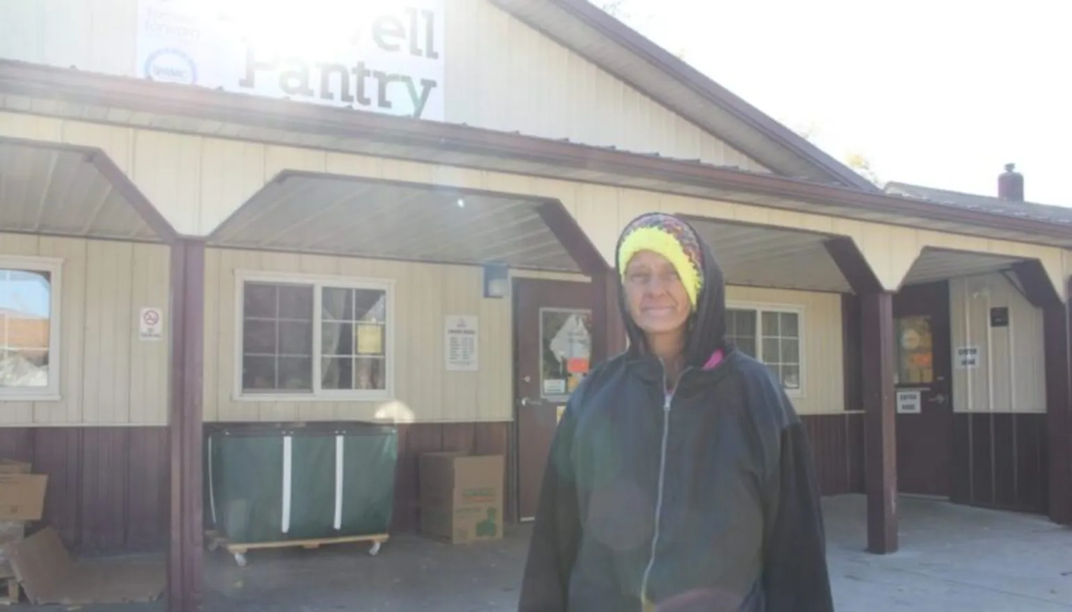 Rebeka stands outside the Bidwell pantry