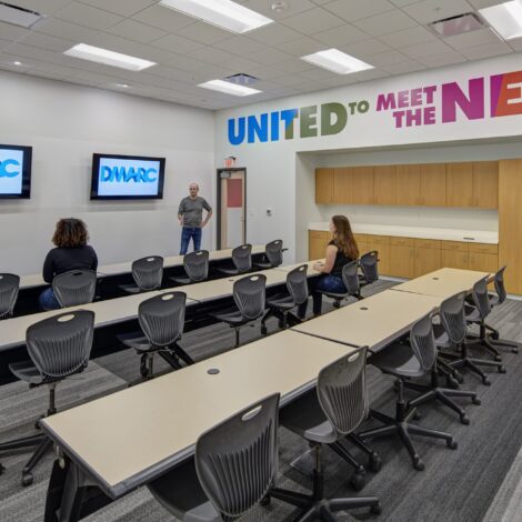 classroom with row seating (up to 24 people)