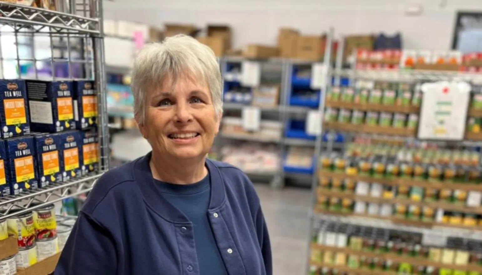 Volunteer Helen Bell at the DMARC-ket food pantry