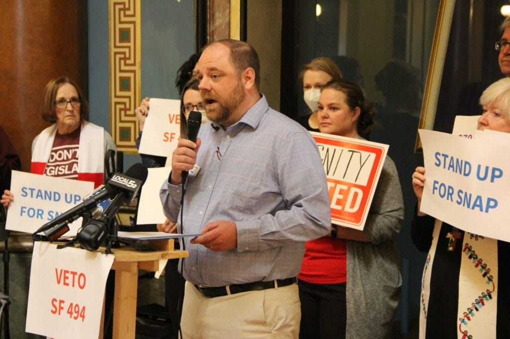 Matt unger speaking at iowa capitol