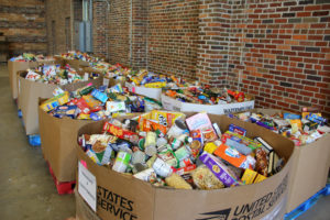 bins of donated food
